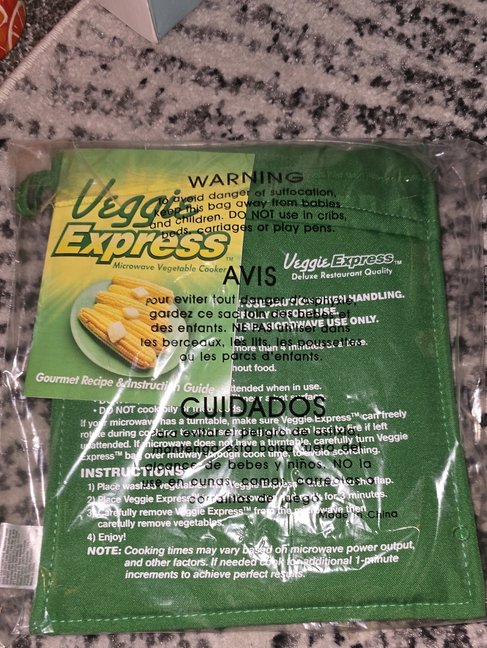 Express Veggi Microwave Vegetable Cooker Pouch - Green and Yellow